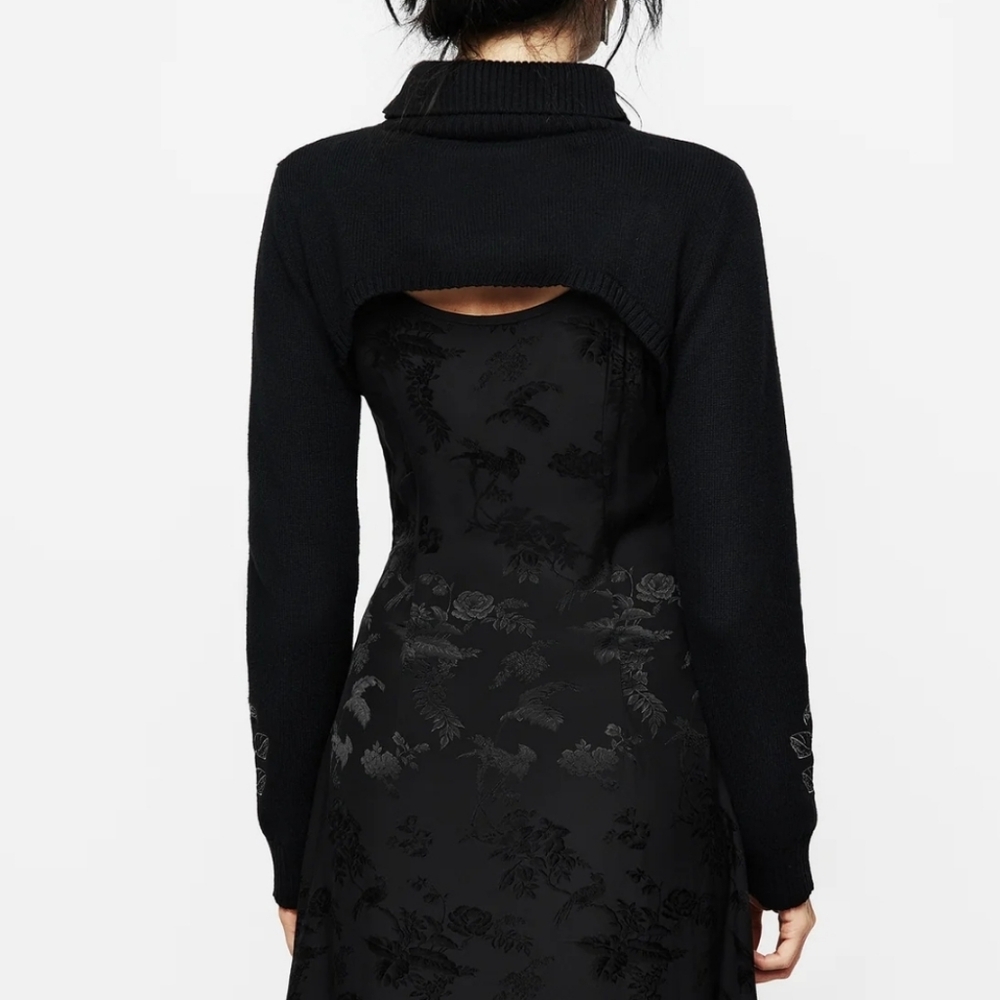Disturbia Almalthea Embroidered Roll Neck Extreme Crop Sweater - Picture 3 of 8